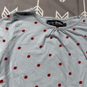 Little Boden Girl's Shirt Size 9-10y‎ Long Sleeves Polka Dots Cotton Blue Red
